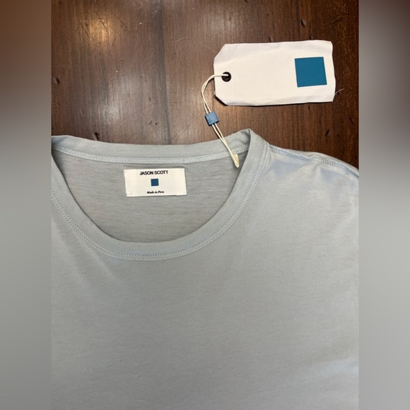 Jason Scott Raymond Crew Tshirt Small Light Blue Classic Soft 100% Pima Cotton - Picture 6 of 11